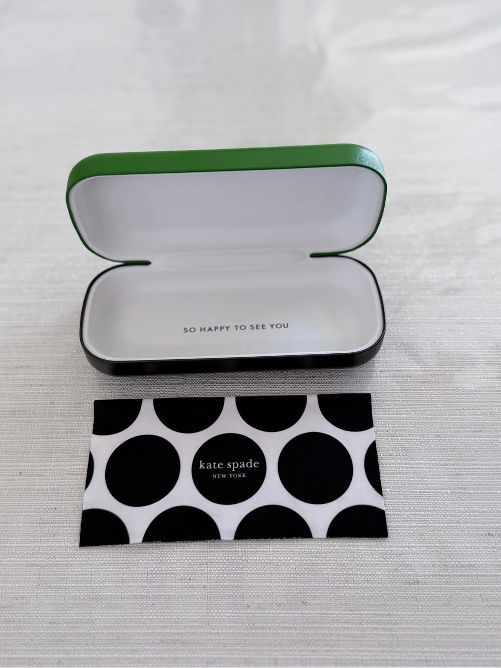 kate spade Green and Black Eyeglass Case with polka dot cloth - Picture 1 of 8